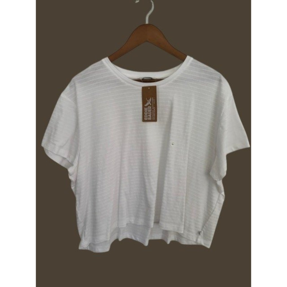 Eddie Bauer White Ripple Jacquard SS Crew Neck Textured T-Shirt XL New Tag